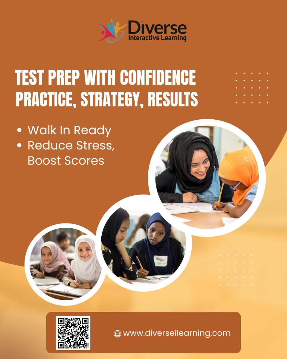diverselearning's tweet photo. High-stakes tests cause stress. Our tutoring builds strategy, practice, and confidence so students feel ready. Book a session today! #testprep #diverseinteractivelearning https://t.co/3JLByQewus