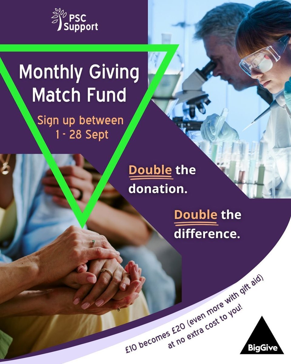 PSCSupportUK's tweet photo. When you have PSC, "regular" usually means blood tests or colonoscopies. Not fun! From 1 Sept, weβre spinning the word by joining an exclusive @BigGive trial: start a monthly donation & itβs DOUBLED for 3 months!
Zero prep needed ππ
https://t.co/nBtEPaVXYL #LetsBeatPSC https://t.co/MbHrsNPZXh
