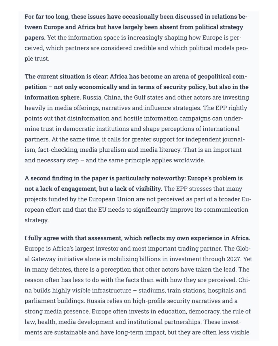 KAS_africa's tweet photo. The competition for attention, trust&amp;influence in the African media is growing fiercely. The new Africa strategy by the @EPP acknowledges this. Our @KasMedia argues that 🇪🇺must become better at explaining what we do and supporting free media👇@mnedbrussels https://t.co/t2DwEK9cez