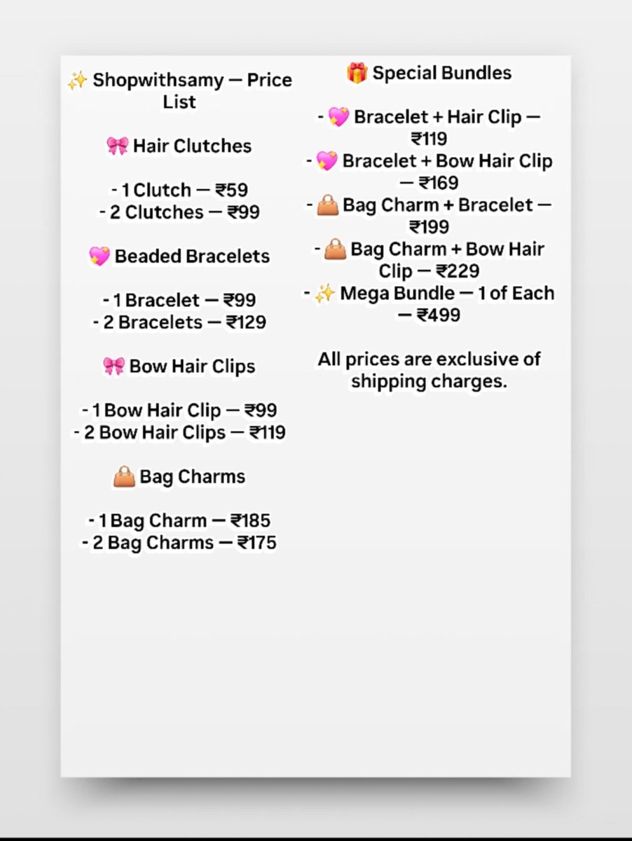 shopwithsamy's tweet photo. ✨ Shopwithsamy Price List is here! 🛍️💗

Cute hair accessories, beaded bracelets &amp; bag charms — now with special bundle deals to make your favourites even more affordable! 🎀✨

Check out the prices and bundles above 💕
📩 DM to order | +Shipping charges 

#Shopwithsamy https://t.co/PtcPcq4E4v