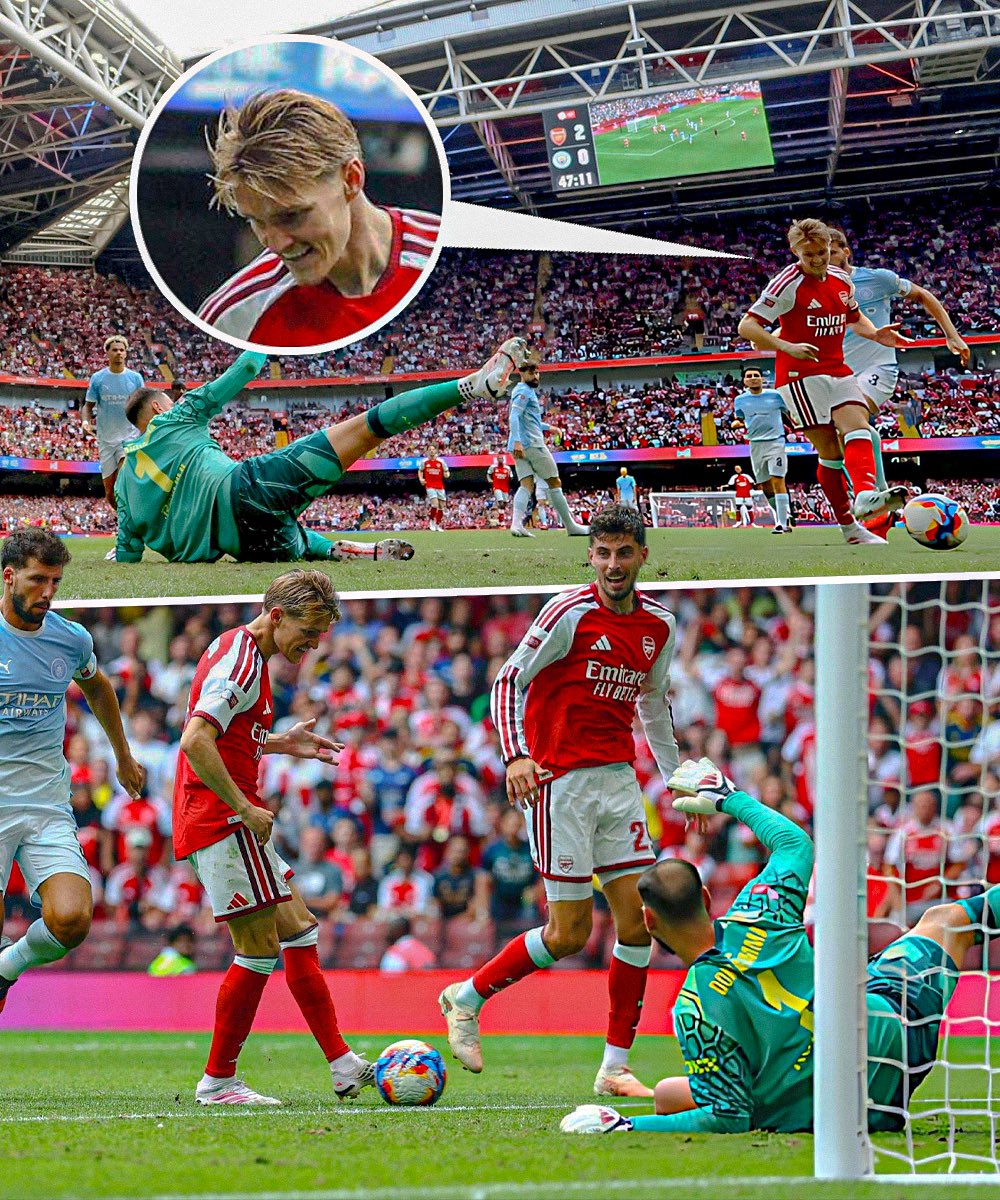 now_arsenaI's tweet photo. Martin Odegaard and Kai Havertz were both laughing even before the Arsenal captain put the ball in the back of the net, after he sat down Gianluigi Donnarumma.

The confidence you love to see!🤣 https://t.co/oV8gpXFzxX