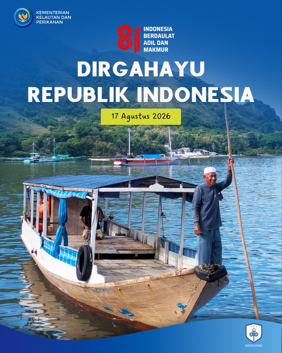 PERPUSKKP's tweet photo. Dirgahayu Republik Indonesia 🇮🇩

Bukan sekadar bertambah usia, tetapi terus tumbuh dalam karya, persatuan, dan harapan ✨ 

#2026KKPGrowStronger
#EkonomiBiruUntukIndonesiaEmas
#KKPMembaca
#SalamLiterasi
#HUT81RI https://t.co/wzdVfaG7Y6