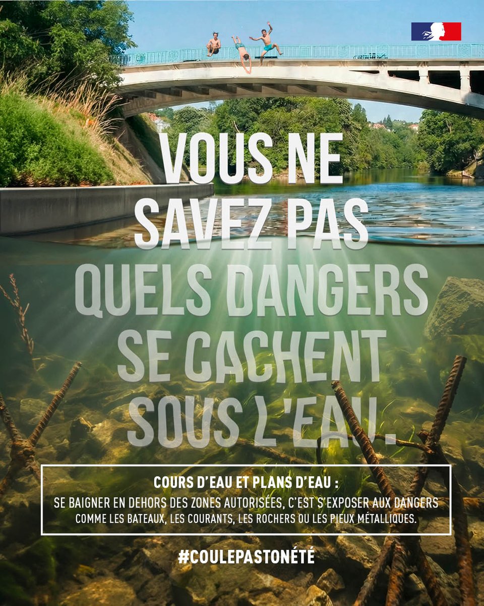 Image de Préfet de la région Provence-Alpes-Côte d'Azur - #Noyades #CoulePasTonÉté | Avec les fortes chaleurs, chacun cherche à se rafraîchir.

🏊La baignade 