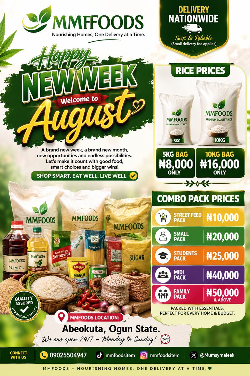 mumsymaleek's tweet photo. Happy New Week Sir/Ma๐ซโค๏ธ
Start your Monday with one less thing to worry about.
Send us a DM/WhatsApp and let MMFOODS nourish your home, one delivery at a time. ๐
#Vendorena #Foodstuff https://t.co/BszD9NuoQe