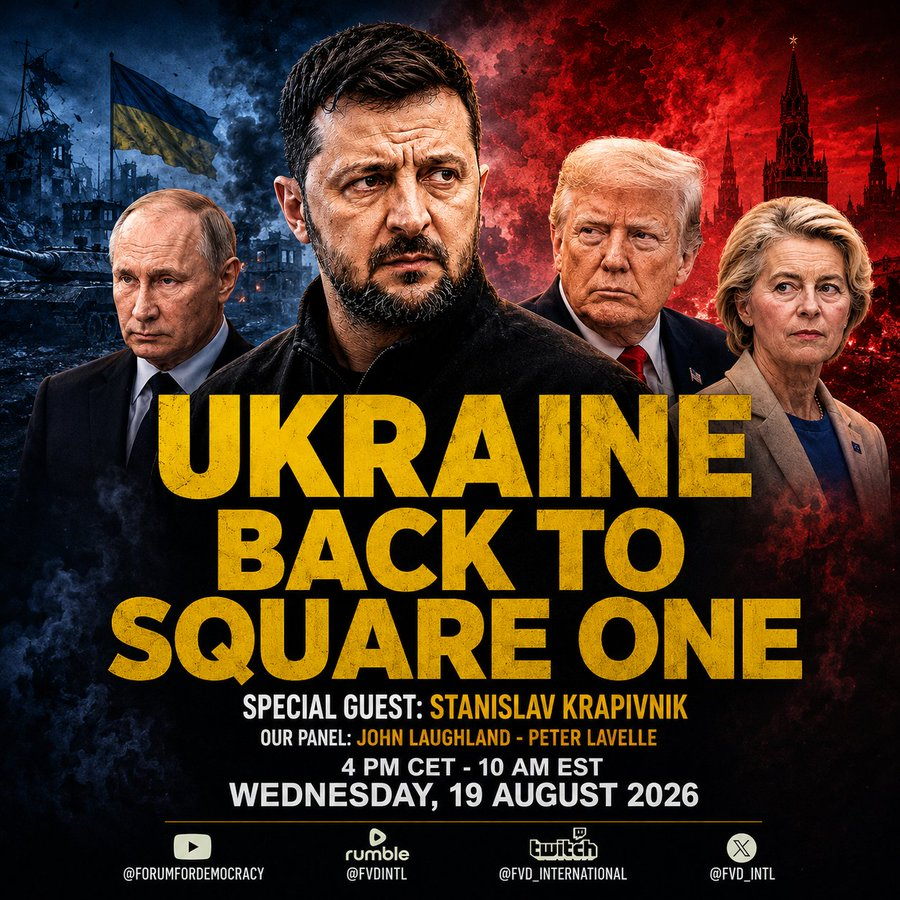 FVD_Intl's tweet photo. 🏛 The Forum &amp; Friends: Ukraine: Back to Square One 🇺🇦🇷🇺🇺🇸🇪🇺

🗓 Wednesday | 4:00pm CET

🎙️ Our panel: @john_laughland and @PLCROSSTALK 

🚨 Special guest: @STANISKRAPIVNIK https://t.co/ThoTrESGwh