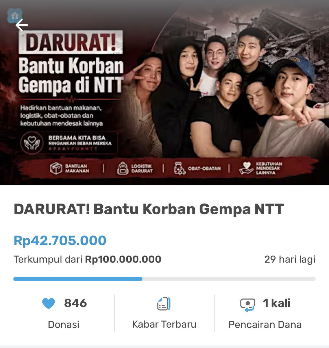 BtsarmyPeduli's tweet photo. Update pembelanjaan oleh Team BTS Army Peduli di Flores NTT - Total Donasi saat ini Rp.42.705.000 

Kami terus membuka donasi : 
https://t.co/cAgvE3BVSv

Penyaluran akan dilakukan bertahap, laporkan kepada kami saran 💜

@kitabisacom 
#ARMYIndonesia #BTSArmy #PrayForNTT #flores https://t.co/DVTV468Wfs