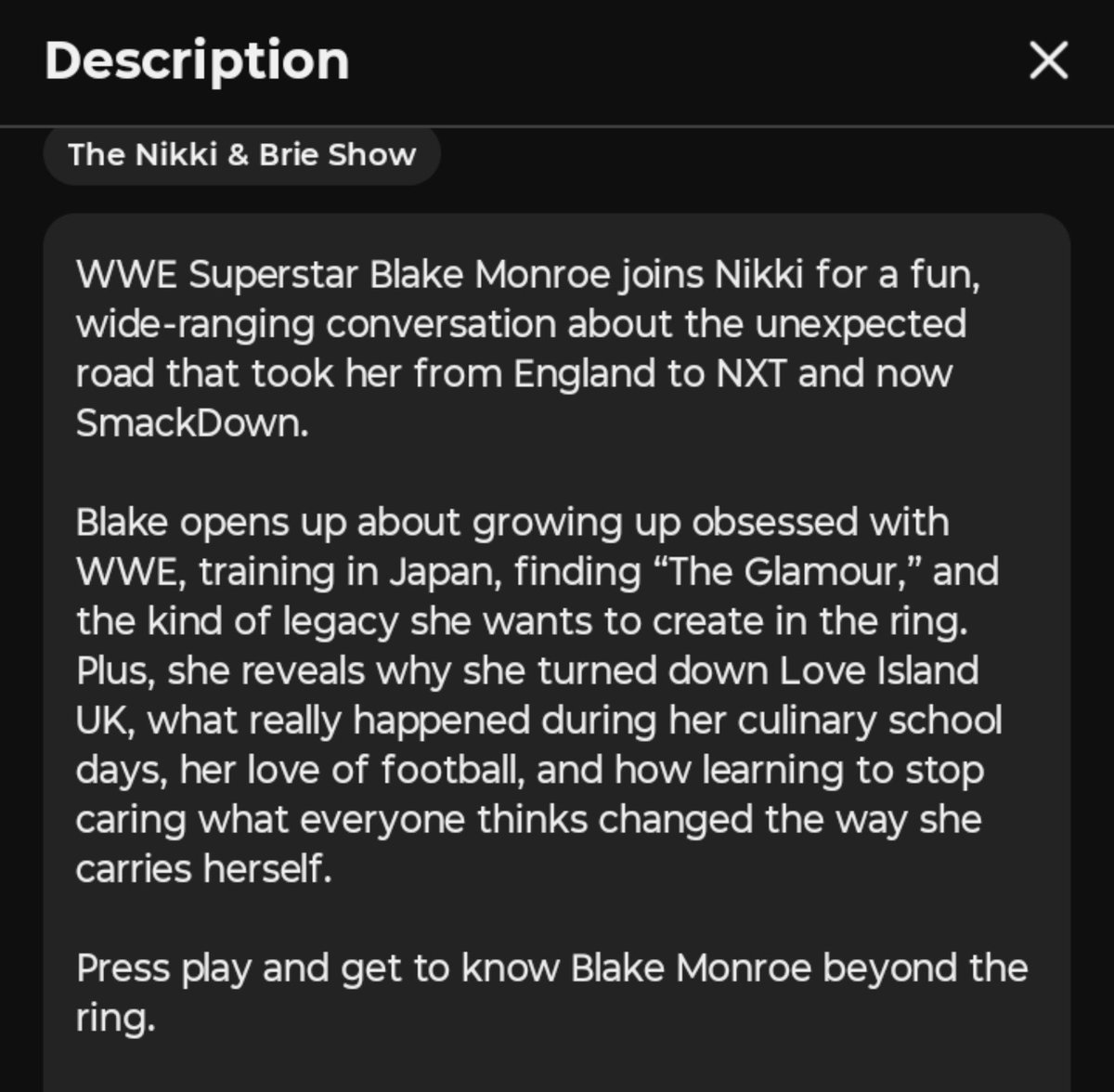 sdudas1992's tweet photo. The Blake Monroe episode of The Nikki and Brie Show drops at 11am eastern time today!

Below is the link to watch on YouTube as well as a description of some of what will be discussed during the episode!

https://t.co/UsakYNarGj https://t.co/OwxYHQfZGh