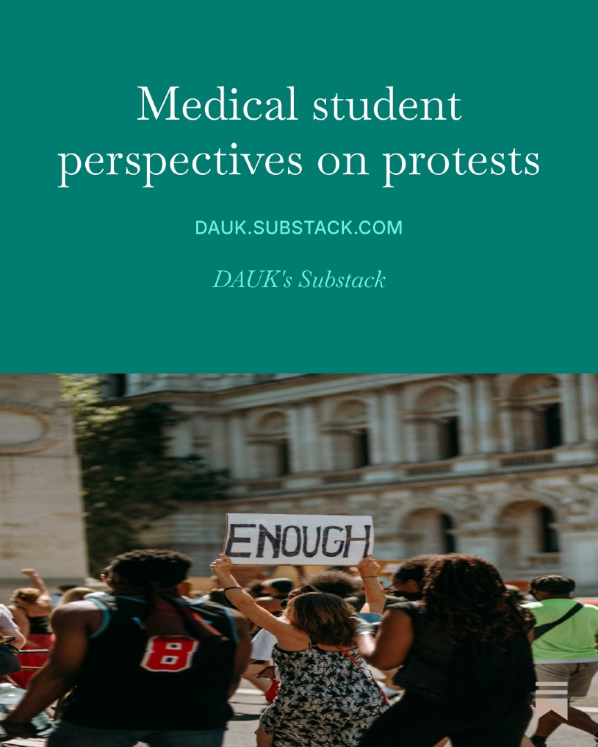 TheDA_UK's tweet photo. From the DAUK substack archive: Medical student perspectives on protests by Maya Machesney

🔗 https://t.co/pjsBZFW0Uy https://t.co/zkl3UyWkrG