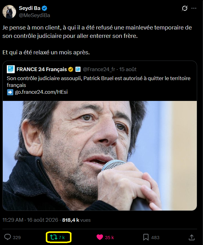S_Kbreizh's tweet photo. "Bizarrement", mon retweet d'hier sur l'incroyable privilège judiciaire dont bénéficie un des plus grands agresseurs sexuels français, n'est jamais apparu dans ma TL.

Je screen donc et retweete le post de Maître @MeSeydiBa qui démontre l'évidence d'une justice à deux vitesses. https://t.co/5fjSlNoAgM