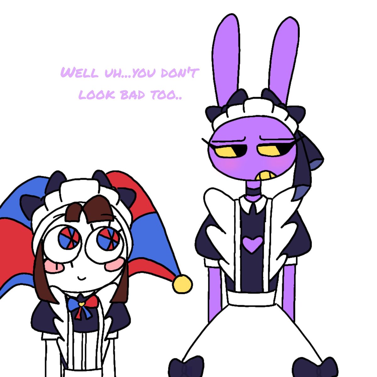 Pinkgalaxy87413's tweet photo. Tadc mini comic:
"Everyone gets a maid outfit" last part
6/6
#tadc #jax #pomni #funnybunny https://t.co/OUguwDUsBz