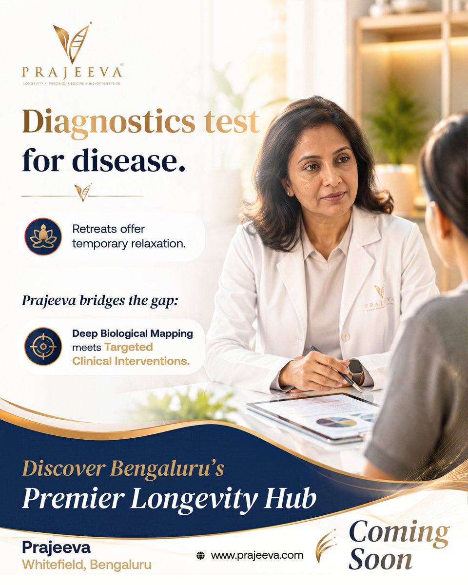 PrajeevaHealth's tweet photo. Standard labs diagnose without solutions. Wellness retreats offer therapies without medical data. The Prajeeva Ecosystem bridges the gap, pairing deep biological mapping directly with targeted clinical tech.
#LongevityMedicine #Prajeeva https://t.co/zJHdfBNdKh