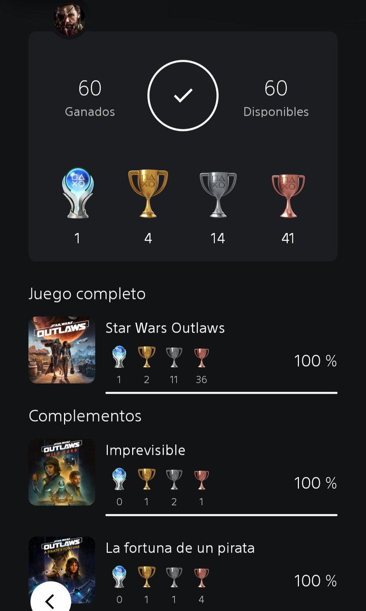 SNTS87's tweet photo. #starwarsoutlaws Platino 121. Forajidos @Ubisoft @LucasfilmGames A día de hoy cero rastro de bugs (al menos en mi partida) Buen juego de Star Wars, un mundo enorme, muy buen lore lleno referencias y personajes conocidos y unas batallas y control de la nave en el espacio cojonudos https://t.co/Uepeb0nJip
