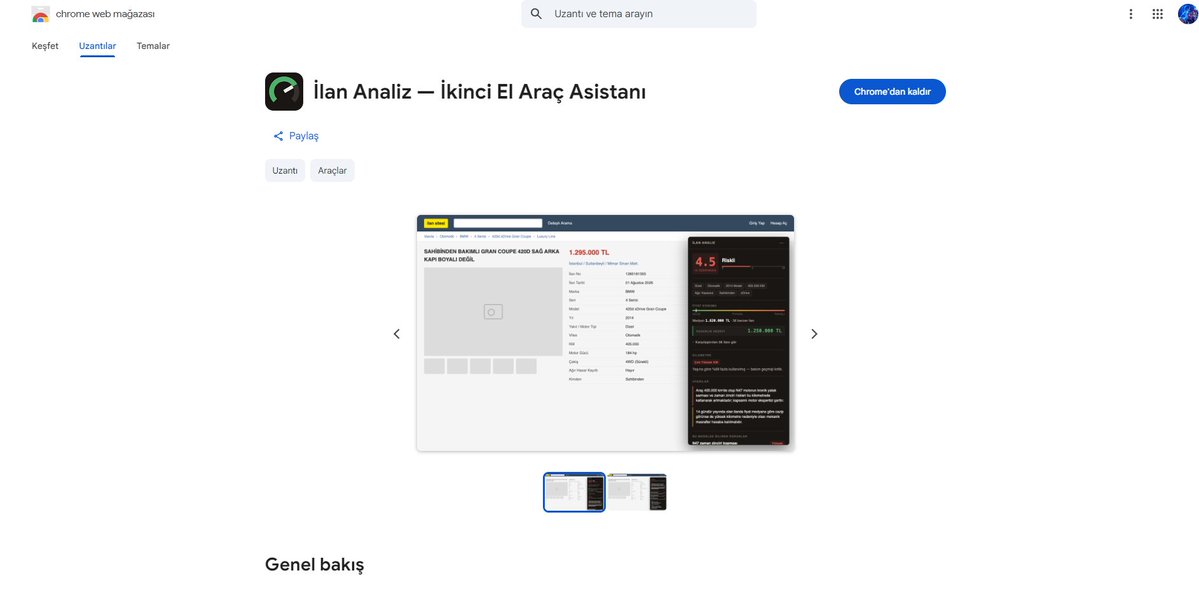 berkehanio's tweet photo. 550k view geldi, “yayına al” dediniz, aldım.

İlan Analiz  İkinci El Araç Asistanı artık Chrome’da canlıda.

Meşhur sarı site'de ilan açıyorsun,  
tek tıkla:
•⁠  ⁠km’nin yaşına göre ne kadar fazla olduğunu yıllık ortalama kaç KM yapıldığı
•⁠  ⁠Marka Model ve Yıla göre Kronik arzalar
•⁠  ⁠İlan Artıları ve Eksileri
•⁠  ⁠Daha iyi Alternatifli İlanlar 
•⁠  ⁠İlanlar arasında fiyat karşılaştırması ve konumu görüyorsun.

Dün attığım 132 bin km’lik C200 örneği gibi her ilanda çalışıyor.

Link: https://t.co/X862DNfq5m

Yükleyip gerçek bir ilanla deneyenler yoruma “kaç puan verdi” yazsın.

İlk feedback’lere göre hızlı güncelleme basacağım.
