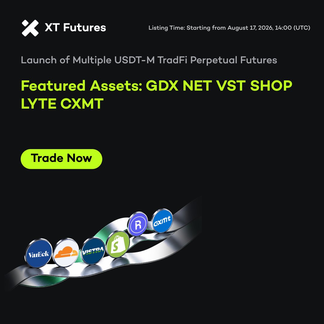 XTexchange's tweet photo. 🚀 #XTfutures New Listing Alert 🚀

🔥 XT will list GDXUSDT (1-20X), NETUSDT (1-20X), VSTUSDT（1-20X), SHOPUSDT(1-20X), LYTEUSDT（1-20X), CXMTUSDT（1-20X) USDT-M #TradFi Perpetual Futures

Trade Now ⤵️
https://t.co/9l5RZfFTgk https://t.co/vNR6gsBItx