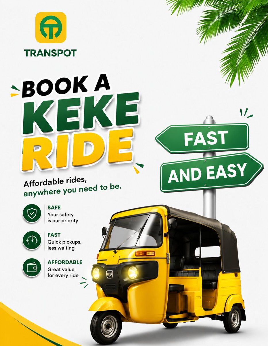 Transpotafrica's tweet photo. Your destination! Your move!!

Book with Transpot and ride with ease. 

#TranspotAfrica #KekeRide #RideWithTranspot #TranspotAfrica https://t.co/oDP5ntJFqO