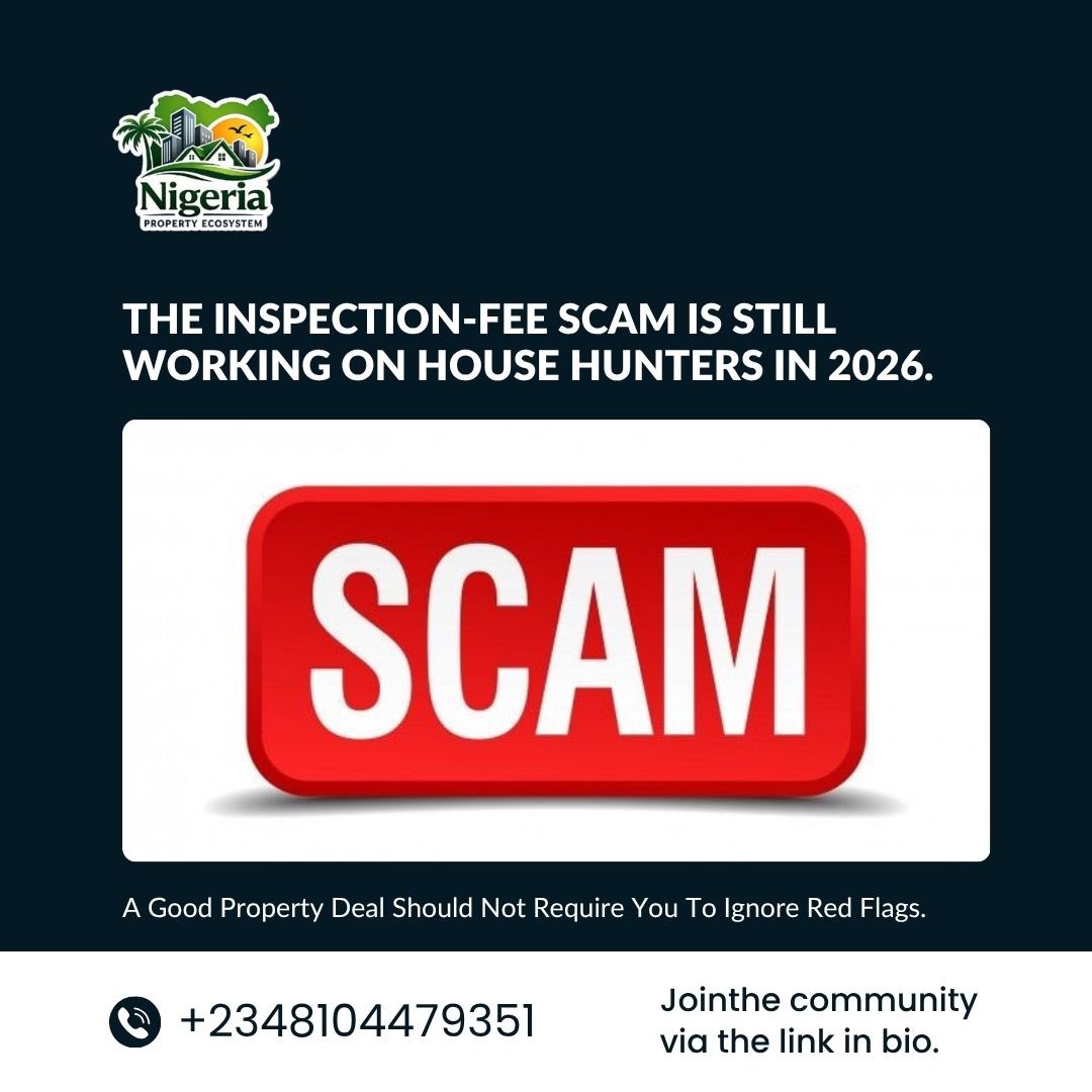9jaEcosystem's tweet photo. The Inspection-Fee Scam Is Still Catching House Hunters In 2026.

You See A Beautiful Apartment Online. You Contact The Agent. They Ask You To Pay An Inspection Fee Before You Can See The Property.

You Pay.

Then Suddenly, The Agent Stops Answering Your Calls.

Unfortunately, This Is Still A Common Risk When House Hunting.

Before You Pay Any Agent, Protect Yourself:
1.Verify The Agent Or Agency.
2.Ask For The Landlord’s Name And Property Details.
3.Never Pay Just To See A House.
4.Get A Second Opinion Before Making Any Payment.

A Good Property Deal Should Not Require You To Ignore Red Flags.

Have You Or Someone You Know Ever Lost Money To A Rental Scam? Share Your Experience In The Comments.

Save This Post And Share It With Someone Looking For A House.

#NigeriaHouseHunting #RentalScams #LagosApartments #PropertyTipsNigeria