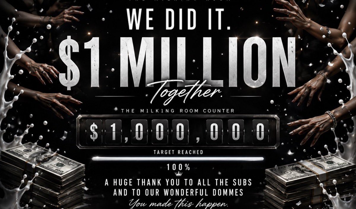 TheMilkingRoom_'s tweet photo. What more do we need to say 
$1 Million taken ! 🔥🥛

@louisesmoney 
@bellasbank 
@Bellatheuser 
@SpoilRichRuby 
@SpoilDuchessJ 
@spoilnatlemoine 
@SpoilmeNikki https://t.co/Gk2jumiqyq