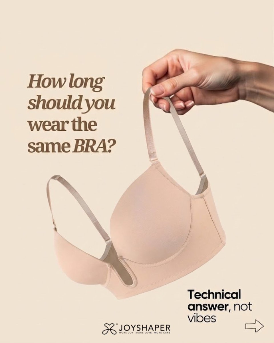 joyshaper's tweet photo. How long should you wear the same bra?
👀
Your bra has a lifespan too.
Swipe for the technical answer — not vibes.
Because good support shouldn’t be a guessing game.
✨
#Joyshaper #BraCare #Shapewear #StraplessBra
#EverydayEssentials https://t.co/KUcTal2GHn