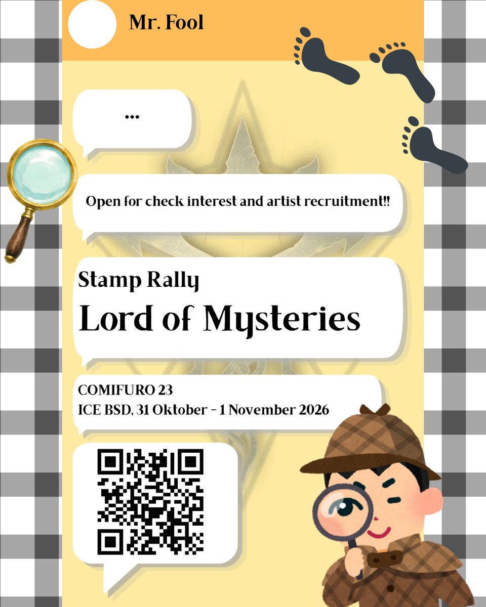 Yukiee__'s tweet photo. [Likes and rt's appreciated] 

🔍🧐 Lord Of Mysteries Stamp Rally 🐱🐾

We're opening an interest check and recuitment for lom stamp rally at #COMIFURO23! 

Please help us filled this form below, thank you~

#lotm #lordofthemysteries #LOM

🔗https://t.co/0l0PAR20Su https://t.co/L0Y4ROjtZ1