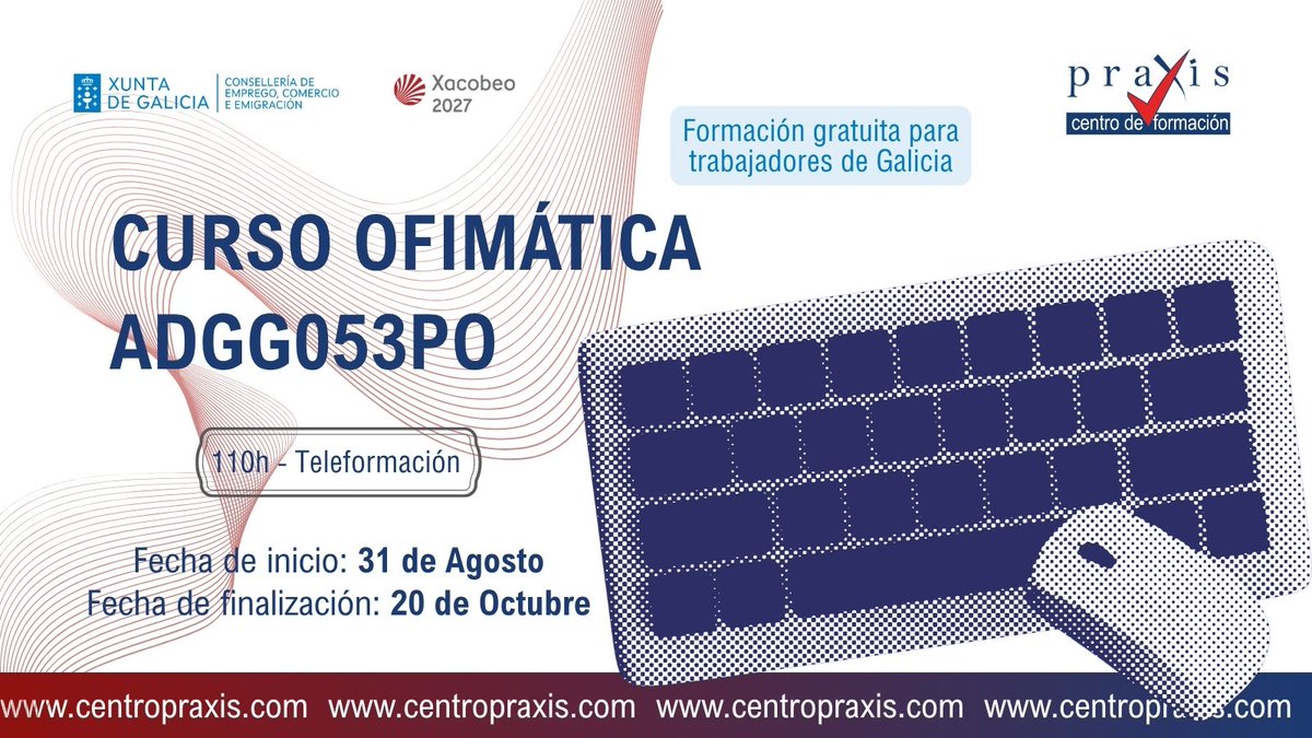 centro_praxis's tweet photo. 📣 ¡𝐍𝐎𝐕𝐀𝐒 𝐅𝐎𝐑𝐌𝐀𝐂𝐈𝐎́𝐍𝐒 𝐆𝐑𝐀𝐓𝐔𝐈́𝐓𝐀𝐒 𝐏𝐀𝐑𝐀 𝐓𝐑𝐀𝐁𝐀𝐋𝐋𝐀𝐃𝐎𝐑𝐄𝐒 𝐃𝐄 𝐆𝐀𝐋𝐈𝐂𝐈𝐀📷Seis novos cursos subvencionados pola Xunta de Galicia | Conselleria de Emprego, Comercio e Emigración  Inscríbete  https://t.co/hpv7nywHjH https://t.co/2ARjaqhLnz