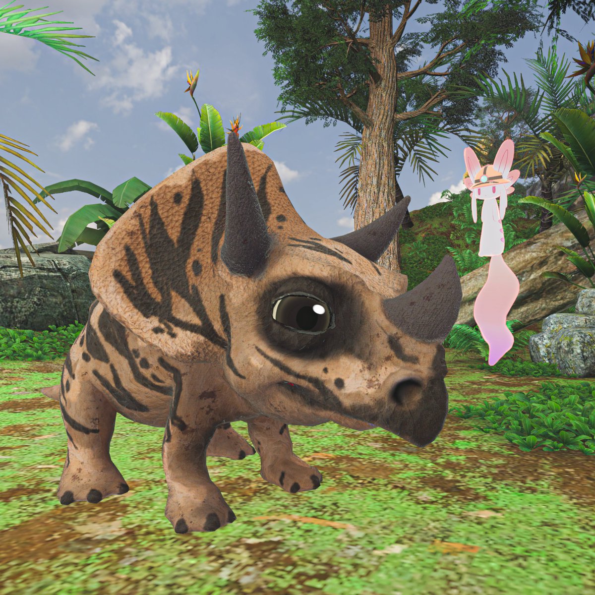 kuroneko_tsuki's tweet photo. お知らせです！
こちらのVRコンテンツにムルルが案内役として出張しております
なんとこのムルル……CV：大谷育江さんです✨⁉️

近くにお住まいの方はぜひ体験してみてください～！
#VR恐竜 #あるあるCity 7階 https://t.co/7KeO8LFWy9