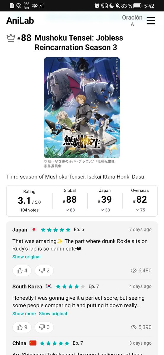 danex_v's tweet photo. @fafnir_maho Mushoku esta al fondo de la lista está semana cuando en la misma llevaba estando arriba durante toda la temporada, si la comunidad de mushoku lo menos que deben prestar atención es a una encuesta de popularidad y nosé cuando lo entenderán https://t.co/qPLEu5O3iN
