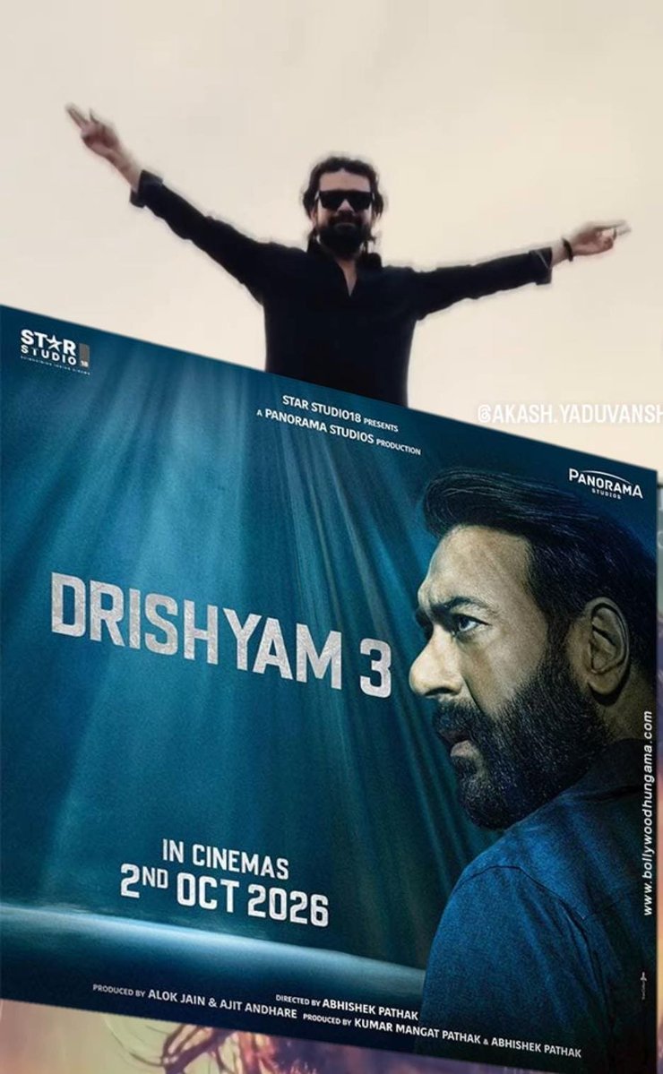 sanjubabaw3's tweet photo. 🎬🔥 DRISHYAM 3 — 45 DAYS TO GO!
The countdown begins! ⏳👀
45 Days Left for Vijay Salgaonkar to return with a new mystery! 🕵️♂️🔥
🇮🇳 GANDHI JAYANTI — GET READY! 🇮🇳
🎬 DRISHYAM 3 — IN CINEMAS 2 OCTOBER 2026
The truth will surface… 👀🔥
#Drishyam3 #AjayDevgn #45DaysToGo https://t.co/W1Gc2BrI4k