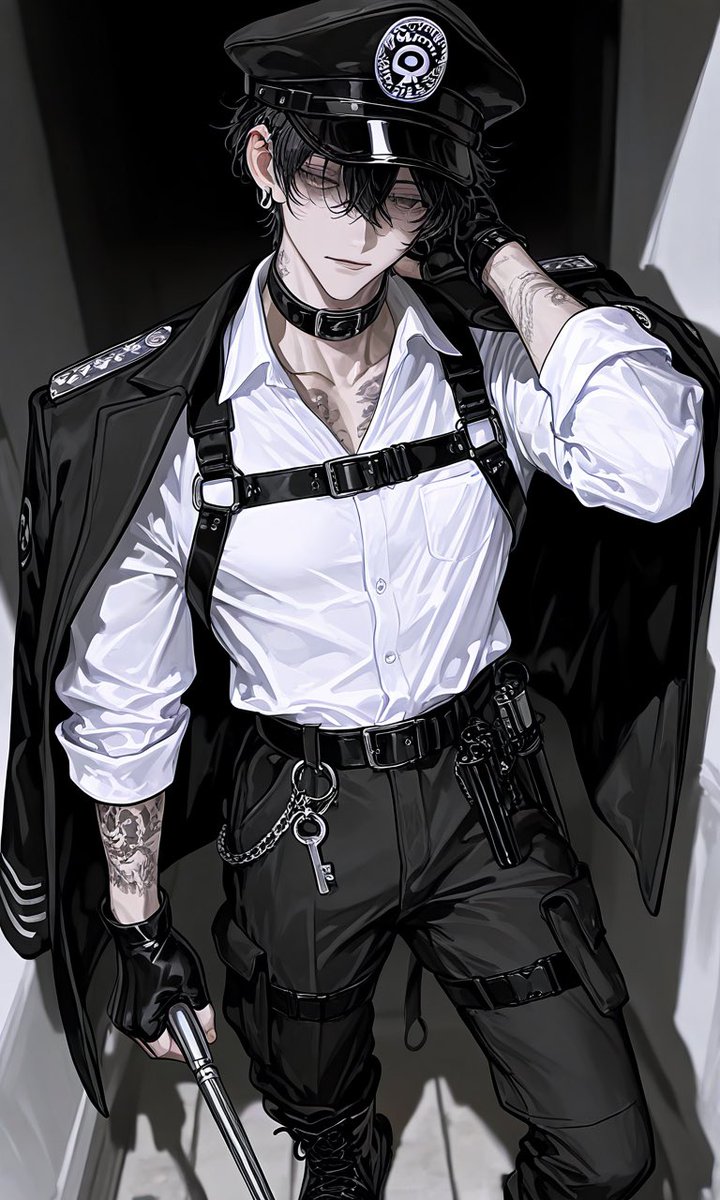 namonamon_'s tweet photo. 【プロンプト配布】
治安悪めの看守⛓️
ご自由に！！プロンプトはALTにて https://t.co/b2qV4V6JJg