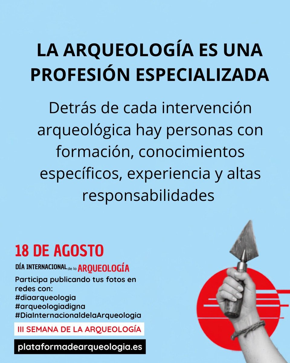 ArqueoPEPA's tweet photo. 🏺 ¡Comienza la III Semana de la Arqueología!

🌊 Mañana, 18 de agosto, #DíaInternacionaldelaArqueología, hablamos de arqueología subacuática con Rafael Sabio, director del ARQVA.

🕕 18:00 h | 💻 Zoom
🎟️ Inscripción: https://t.co/cNo1XoUgOi

#arqueologiadigna https://t.co/sy9prgWtDb