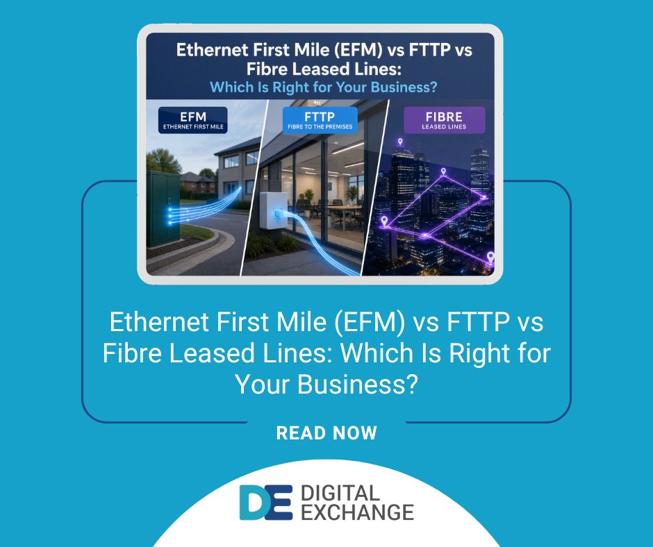 Digital_Ex's tweet photo. 🌐 EFM, FTTP or a Fibre Leased Line? Not sure which is right for your business?
Our latest blog compares speed, reliability, costs, SLAs and scalability to help you choose the best connectivity solution.
📖 Read more: https://t.co/UHC4p2GOVx

#FTTP #LeasedLine #BusinessBroadband https://t.co/K6Xrd5cOIL