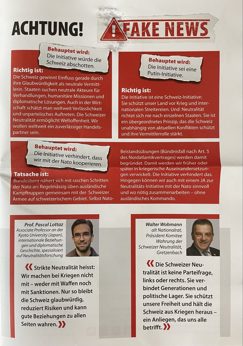 Andy_Interesse's tweet photo. ⚠️ FACTUAL NEWS ⚠️

1. Die Schweiz schottet sich ab und macht sich erpressbar.
2. Die „Neutralitäts“-Initiative hilft einzig und allein Putin und seinen Schweizer Freunden.
3. Die Schweiz kooperiert seit Jahren sinnvoll mit der NATO, ein Beitritt steht gar nicht zur Diskussion! https://t.co/GoKrBCNwUS