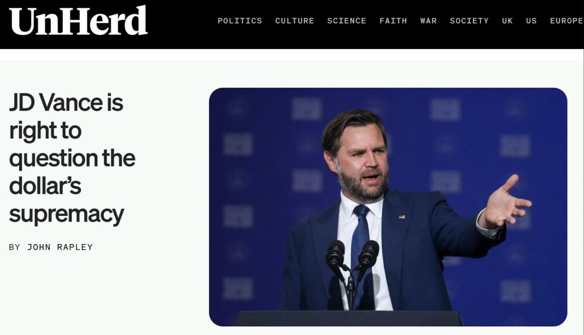 itscoachfo's tweet photo. 🇺🇸Cuando el nº 2  del gobierno de USA critica abiertamente al dólar como divisa de reserva mundial...

...no es una opinión, es una hoja de ruta.

J.D. Vance: apadrinado por P. Thiel.

P. Thiel: inversor en Ripple a través de Founders Fund.

Estás viendo la demolición controlada de las funciones del dólar.

Y el objetivo es evitar que otro país le haga a EE. UU. lo que EE. UU. le ha hecho al mundo durante los últimos 80 años.

Tienes el link para ver el video con la explicación detallada en el siguiente comentario: