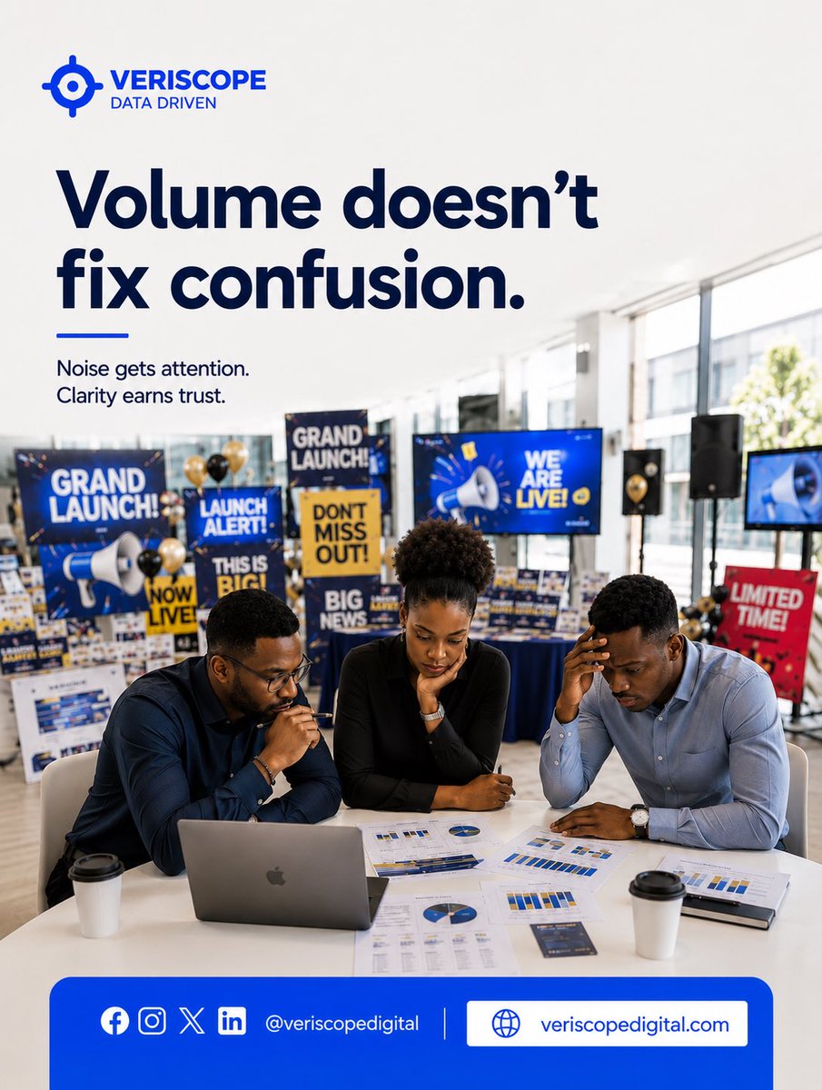 veriscope_'s tweet photo. More noise doesn’t make a launch more effective.

Clarity will.
A strong launch isn’t about being the loudest in the room. It’s about making your value impossible to misunderstand.

#StartupLaunch #VeriscopeDigital #BrandStrategy #SMEGrowth https://t.co/Y6gm0RiVM9
