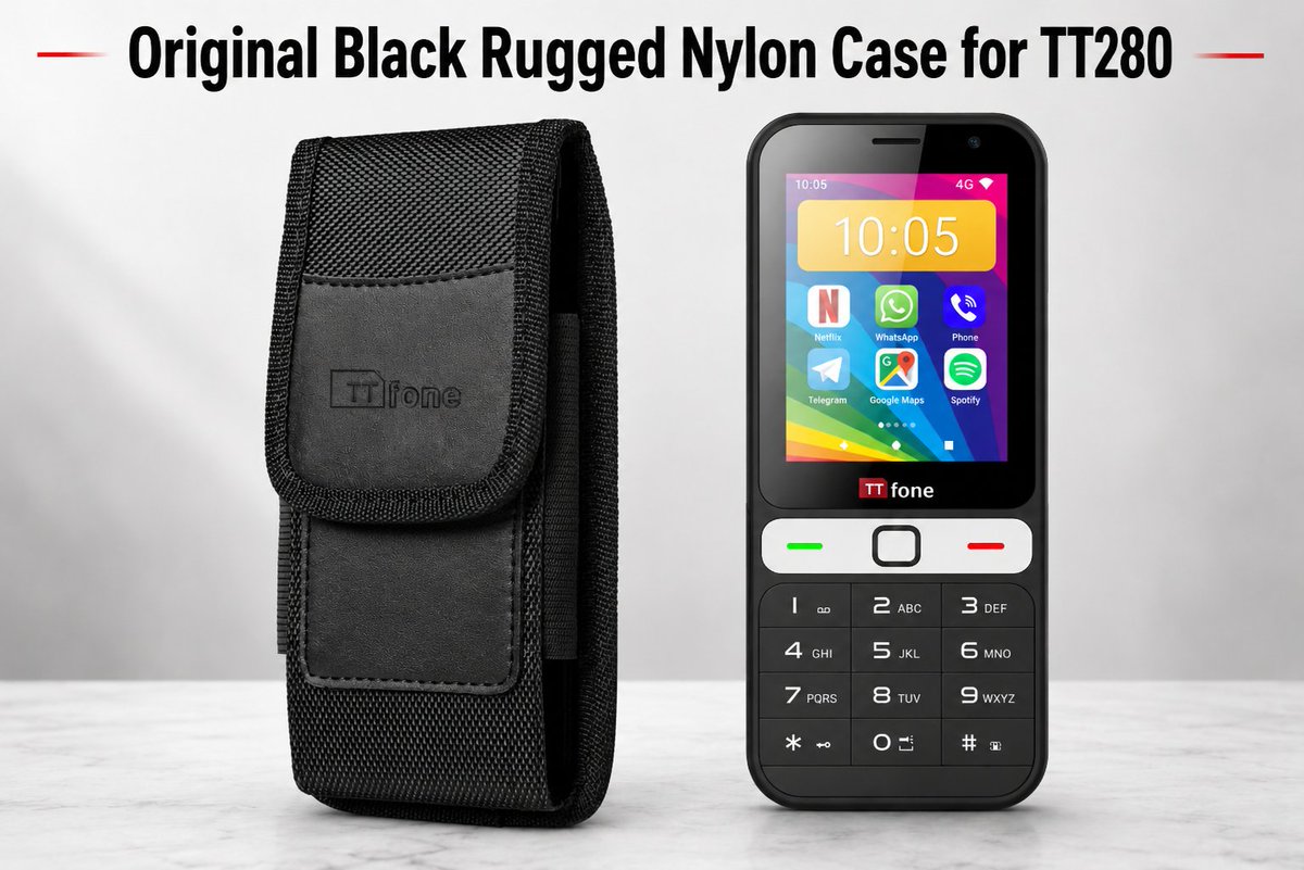 WeAreTTfone's tweet photo. Protect Your TT280 with Confidence!

The Original Black Rugged Nylon Case for TT280 offers durable protection, a secure magnetic closure, and a convenient belt loop—perfect for everyday use.
Buy Now - https://t.co/ni9x4G5zJk https://t.co/nTuY3nXJ8s