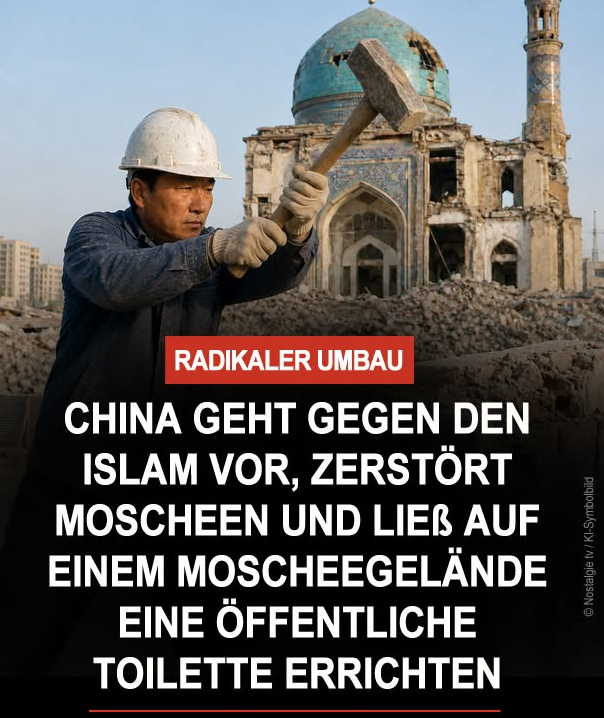 DirtyHarry_tv's tweet photo. In der chinesischen Region Xinjiang sollen vor allem seit 2017 zahlreiche Moscheen abgerissen oder stark verändert worden sein. Eine Satellitenanalyse des Australian Strategic Policy Institute schätzte, dass rund 16.000 Moscheen beziehungsweise 65 Prozent der Moscheen in der Region beschädigt oder zerstört worden seien. Etwa 8.500 Moscheen sollen vollständig abgerissen worden sein.

Auch der Rückbau von Kuppeln, Minaretten und anderen islamischen Baumerkmalen wurde dokumentiert. Auf dem Gelände einer abgerissenen Moschee soll laut einem Bericht eine öffentliche Toilette errichtet worden sein. China weist den Vorwurf einer systematischen Zerstörung zurück und spricht unter anderem von Renovierungen, Sicherheitsmaßnahmen und ländlicher Modernisierung.