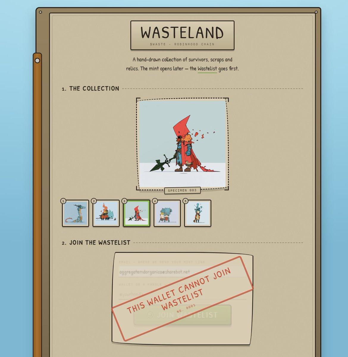jkdash9's tweet photo. TF is @WastelandRH serious☠️ 'THIS WALLET CANNOT JOIN WASTELIST' XDD

Do you tried to join this WASTELIST at https://t.co/WrrKB41SlK brother? I hope I am not only one with this error...‌‌‌‍‍ https://t.co/foR5pkKFK1