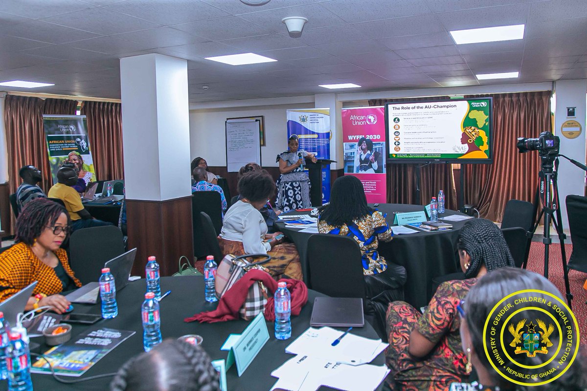 MoGCSP_Ghana's tweet photo. Ghana has received the final Work Plan for the #AUChampion on Gender and Development 2026-2028.

The plan, presented by the AU Commission on Women, Gender &amp; Youth Directorate, after a 3-day workshop, will guide action to advance #genderequality across #Africa under #Agenda2063. https://t.co/9xEbRF9kxK