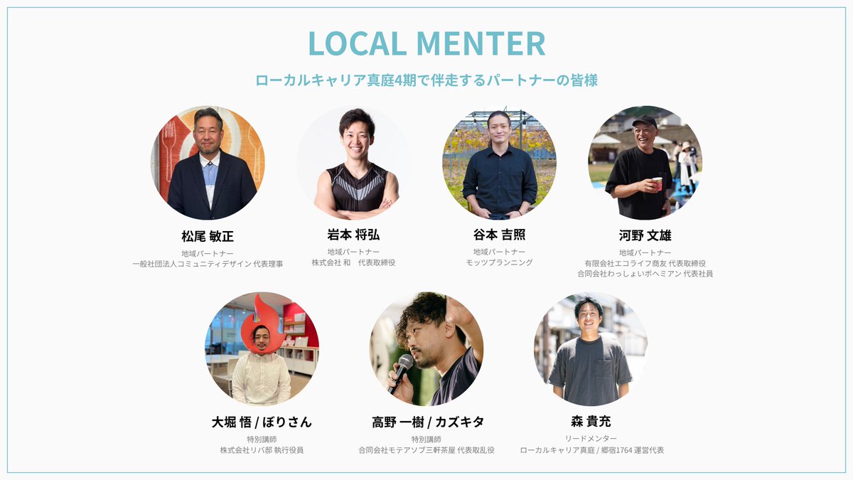 LocalCareer_jp's tweet photo. 地域パートナー&特別講師の一覧です！

4期に新しく特別講師として関わってくださるのは、
・大堀 悟 / ぼりさん  @borilog 
・高野 一樹 / カズキタ  @kazkey39

CAMPFIRE公式キュレーションパートナーのぼりさん、連携されているカズキタさんにはクラウドファンディング活用講座を開講していただきます！
