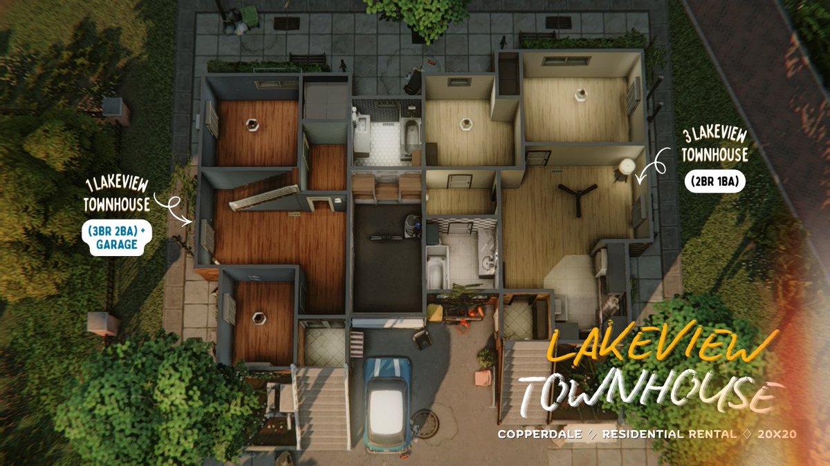 simsletoe's tweet photo. Here’s a better view of the layout. Each unit has a separate entrance and shares a driveway.

Already available in the gallery and as tray files! 
♢ ID simsletoe
[🔗 in reply] https://t.co/AvkM0UeTfG