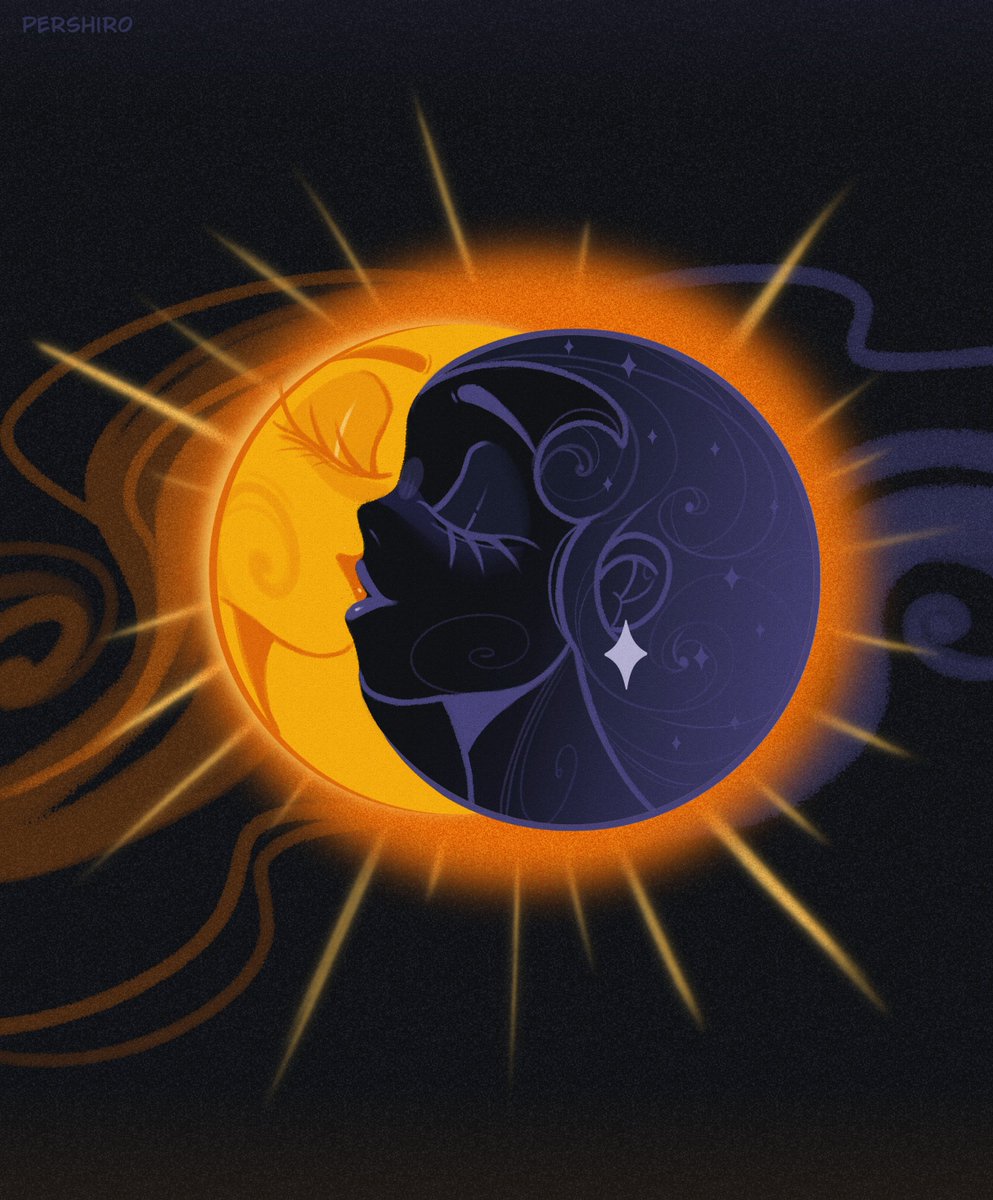 pershiro_art's tweet photo. Solar eclipse? No, the Moon just wanted to kiss the Sun 🌘

#wlw https://t.co/7jlCFwsGtv