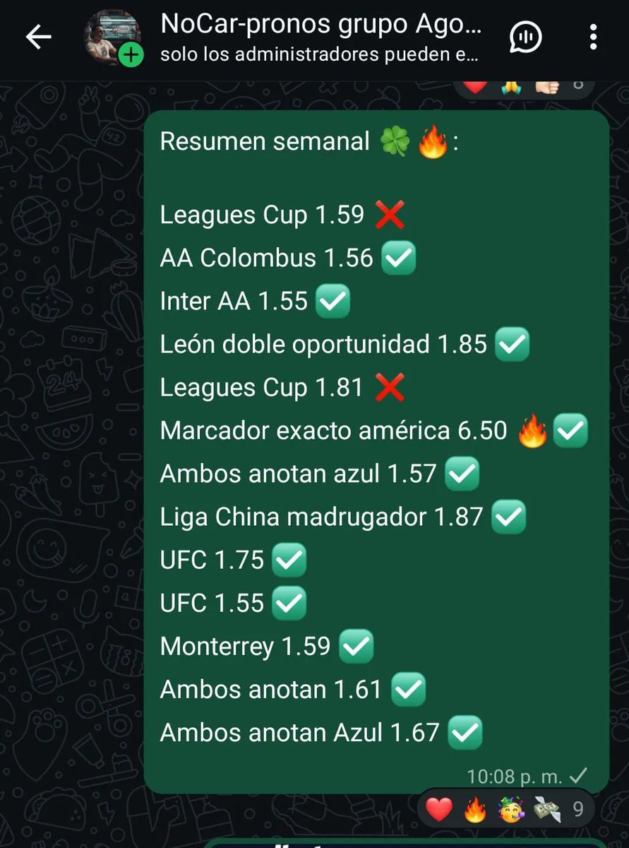 NocarPronos's tweet photo. GRAN SEMANA TUVIMOS 🔥

EMPEZÓ LA LIGA ESPAÑOLA, UFC , ARSENAL VS CITY.
AMÉRICA GANÓ 3-0 , RAYADOS GOLEO , TIGRES PERDIO 2-1 VS ATLAS , CHIVAS GANÓ POR LA MINIMA Y AZUL PERDIÓ 2-1 EN TIJUANA

Y NOSOTROS COBRAMOS MUY RICO 🔥💸✅🤝

¿QUE ESPERAN PARA GANAR CON NOSOTROS? 🐐 https://t.co/x38XgDhTMC