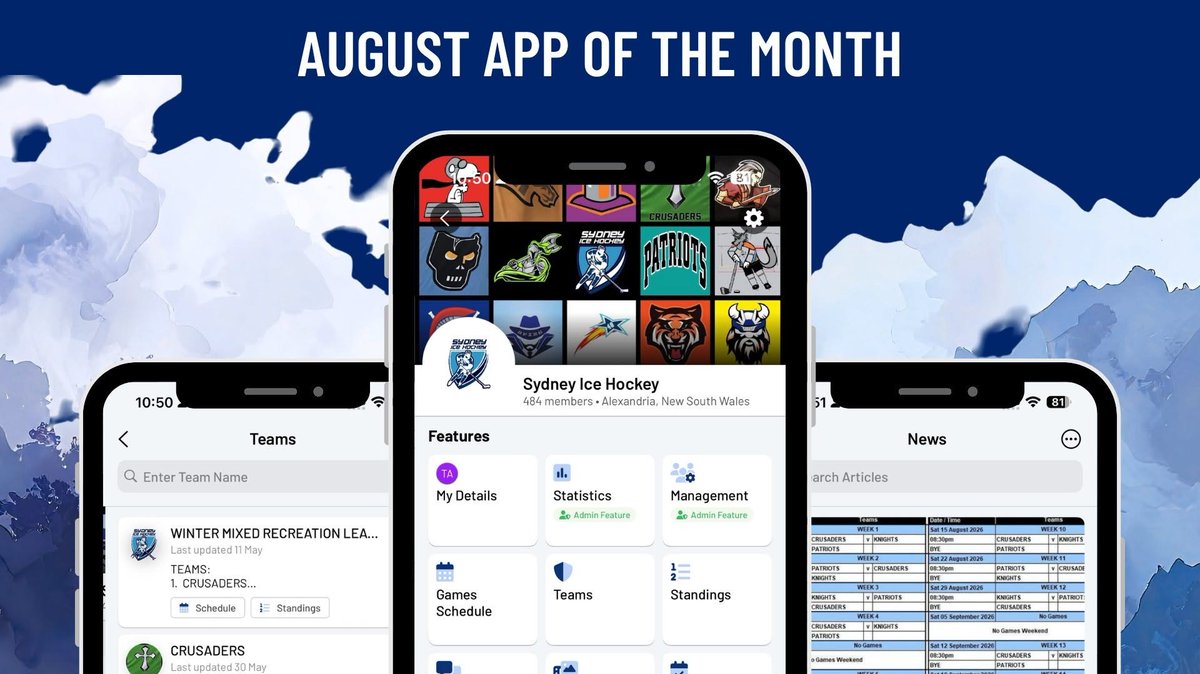 StackSports's tweet photo. A huge shoutout to Sydney Ice Hockey: Stack @teamapp's August App of the Month! 🏆

From managing multiple teams to keeping members informed, they demonstrate how the right technology can simplify club administration and improve communication 👏

Try Team App for yourself ⬇️