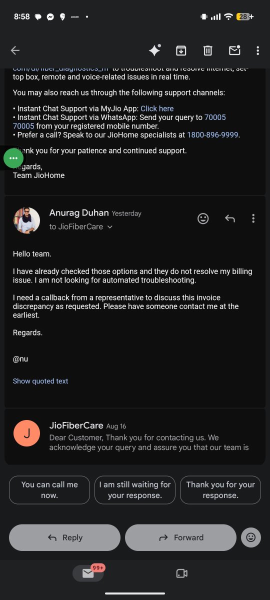 AnuragDuhan2's tweet photo. This is bring in concern for every individual who is planning to take the jio fiber facility. Please avoid installation of this said jio fiber and try some other competent vendor available in the market.
@reliancejio @JioCare @reliancegroup @airtelindia @airtelnews https://t.co/qI2taX19qX