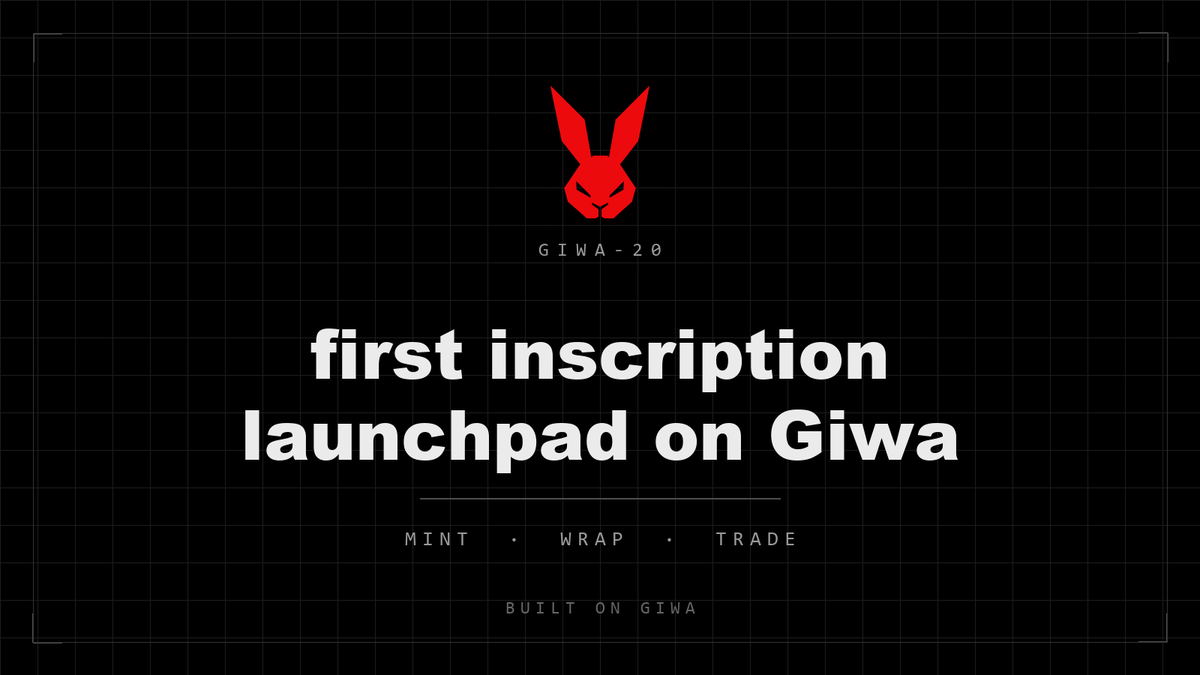 GiwaInscribe's tweet photo. Giwa 최초의 인스크립션 런치패드.

giwa-20 — 공정 민팅, 프리세일 없음, 팀 물량 없음.
모두가 같은 초에 민팅합니다.

민트 → 랩 → 트레이드 @GIWA_by_Upbit https://t.co/nG5LpbxnJh