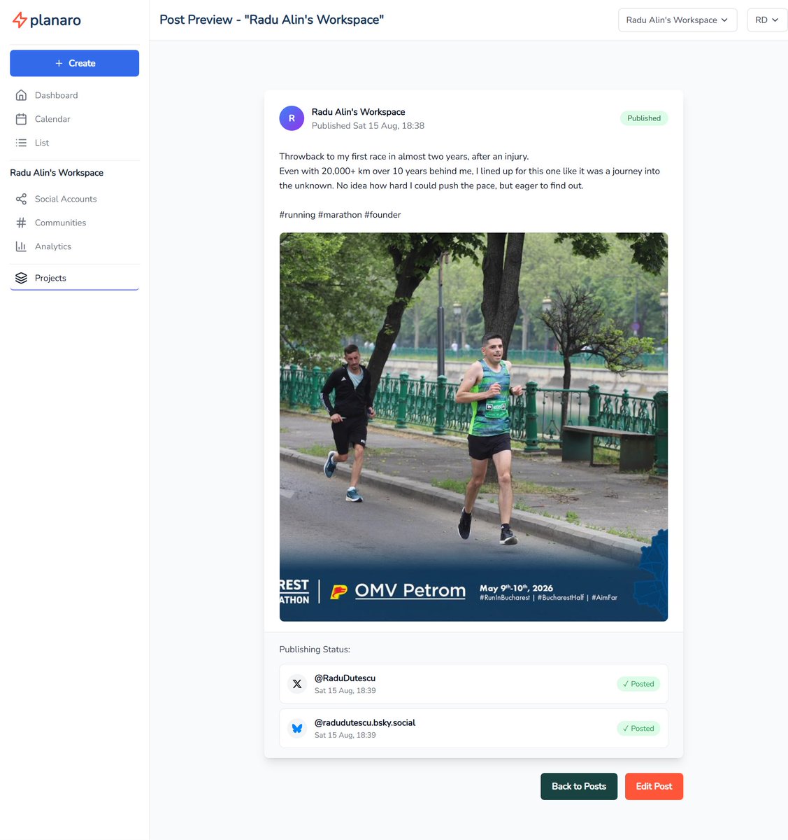 GetPlanaro's tweet photo. One post. Two platforms. One confirmation screen. ✅

Write it once in Planaro, pick your accounts, schedule. When it goes out, you get per-account publishing status - so you know exactly what landed where.

 #socialmedia #automation #marketing #buildinpublic https://t.co/HtXcOksHtZ