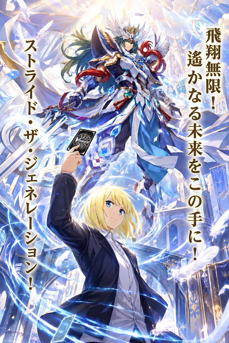 NaokiVg88's tweet photo. こんばんは🌙
アルトマイルとアーシャの超越が紹介されてテンション上がったので、発売決定時同様、熱が冷める前にトライスリーのファンアート的なものを生成してみた。
前回はGeminiの力、今回はChatGPTの力を借りてみた。
いかがでしょうか？
#ヴァンガード
#トライスリー
#AIイラスト https://t.co/Wb8fyf8uNn