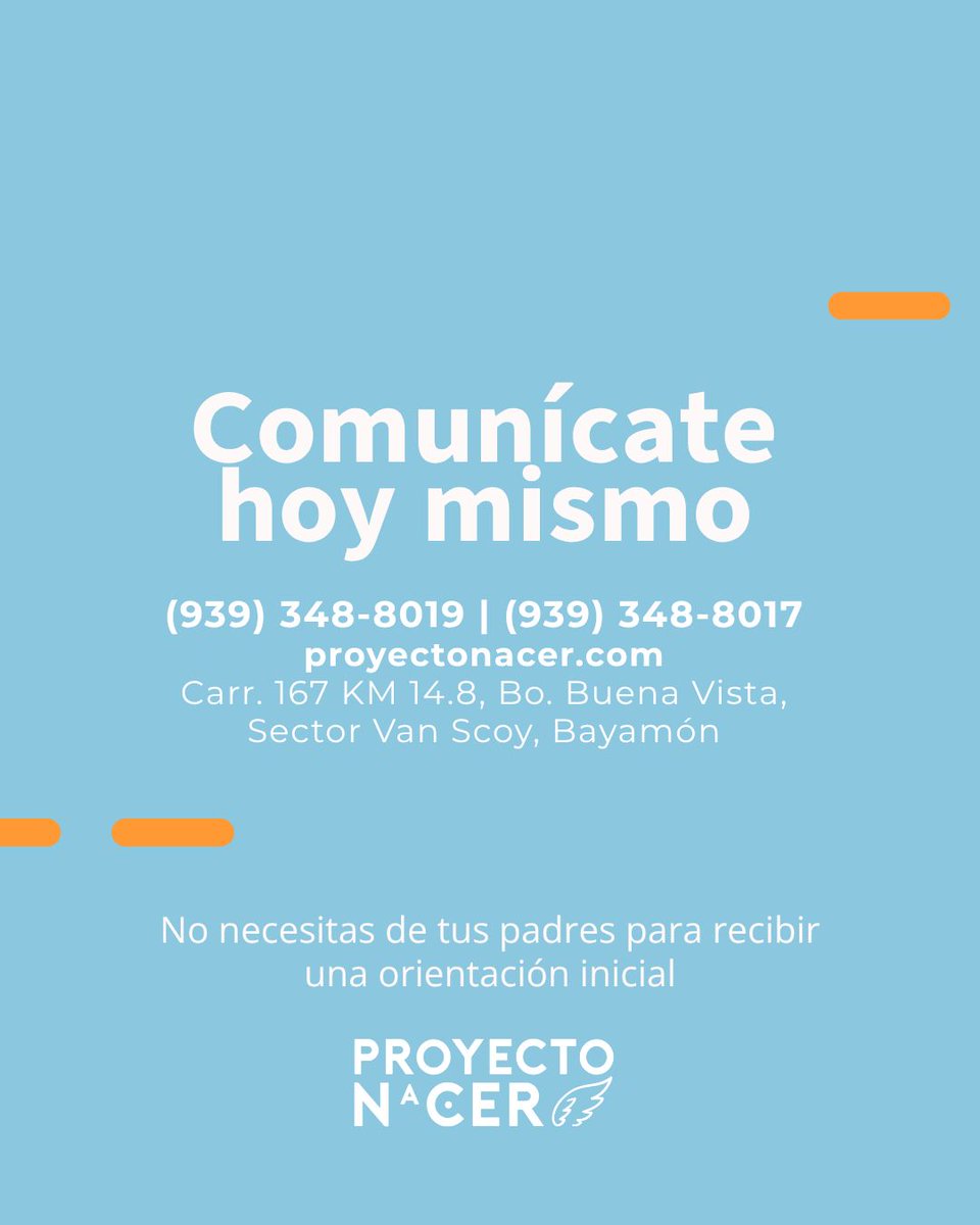 ProyectoNacer's tweet photo. 🩵 Si eres madre o padre adolescente y sientes que necesitas ayuda con tus estudios, dar el primer paso es más fácil de lo que crees.

(939) 348-8019 · (939) 348-8017
https://t.co/0W79ooku8E
Carr. 167 KM 14.8, Bo. Buena Vista, Sector Van Scoy, Bayamón PR 00956 https://t.co/6deZKuEZrv
