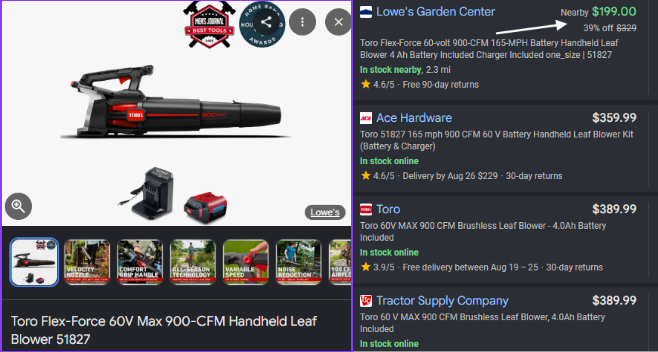 glitchtoriches's tweet photo. $390 TORO FLEX-FORCE 60V BLOWER KIT DOWN TO $199

Lowes has the Toro Flex-Force 60V 900 CFM blower kit marked down to $199

This same model sells for $359+ at other retailers

Lowest price

https://t.co/rPEUg0WXrQ
#ad https://t.co/j357UYPKIo