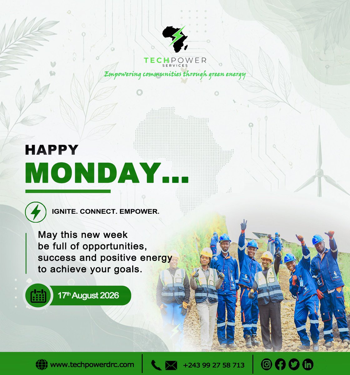 PowerDrc's tweet photo. Mondays set the tone.
At TECH POWER, we believe in:
⚡ Igniting innovation
🤝 Connecting talents
💪 Empowering growth
What's your goal this week? Drop it below! 👇
#TechPower #NewWeek #Leadership #YouthEmpowerment #Sustainability #GreenFuture #CleanEnergy #InclusiveCommunities https://t.co/S6tG0IvXP5