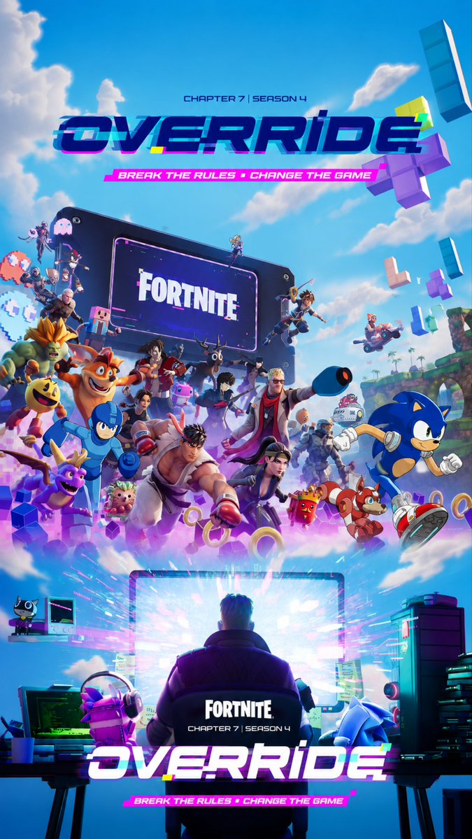 SimoVirgoGames's tweet photo. OFFICIAL TRAILER FORTNITE CHAPTER 7 SEASON 4 "OVERRIDE"
Support me Creator Code: SIMOVIRGOGAMES 

#fortnite #chapter7season4 #override #sonic #persona
               https://t.co/4LRcWlVMfr https://t.co/ZWYJrffcPy